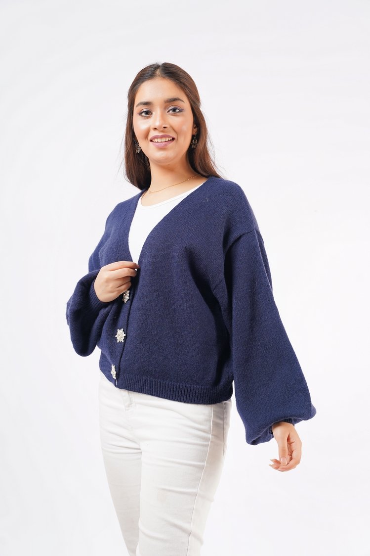 V-Neck  Cardigan Sweater