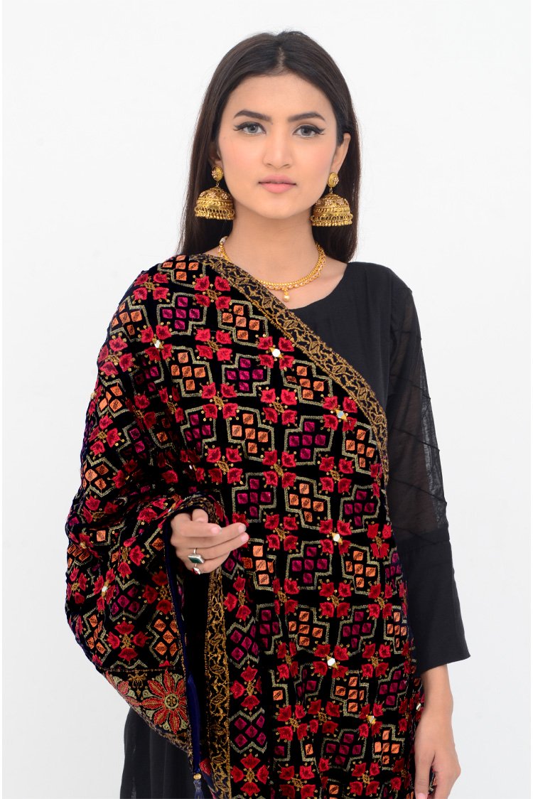 Shop Embroidered Velvet Shawl Online Now