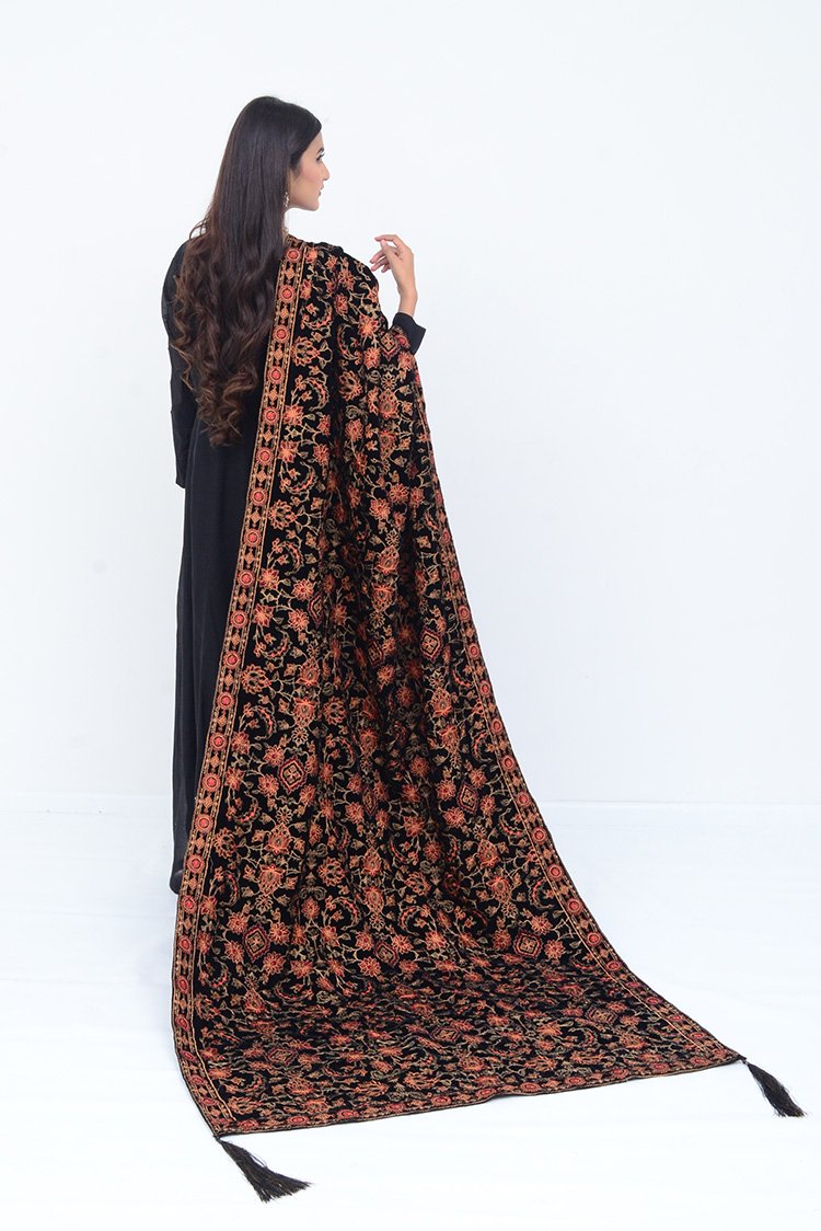 Embroidered Velvet Shawl