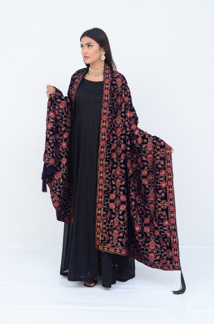 Embroidered Velvet Shawl