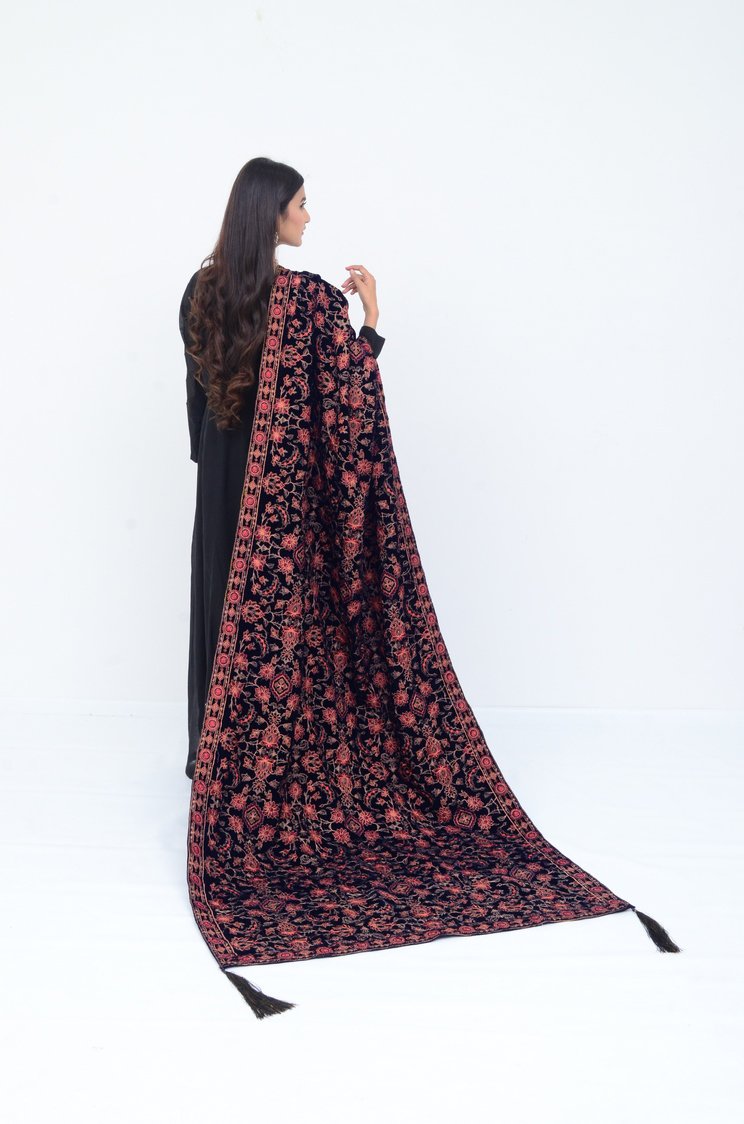 Embroidered Velvet Shawl