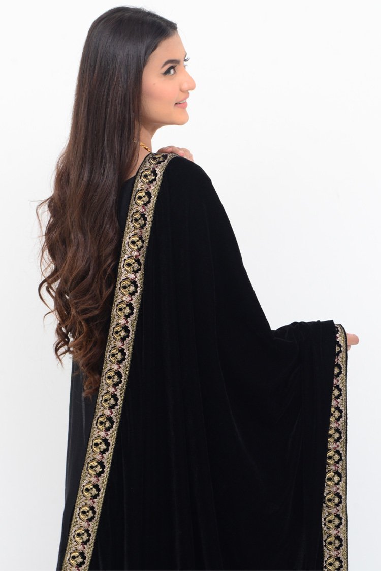 Embroidered Velvet Shawl