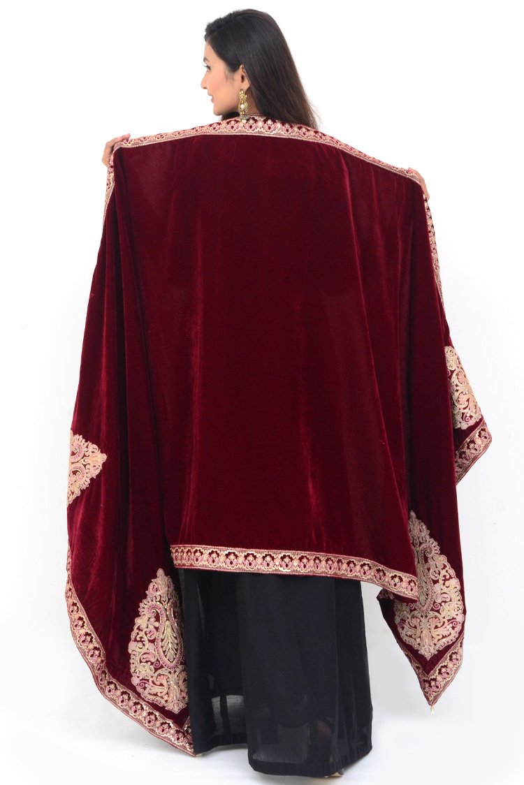 Embroidered Velvet Shawl