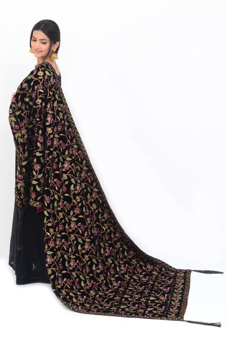 Embroidered Velvet Shawl