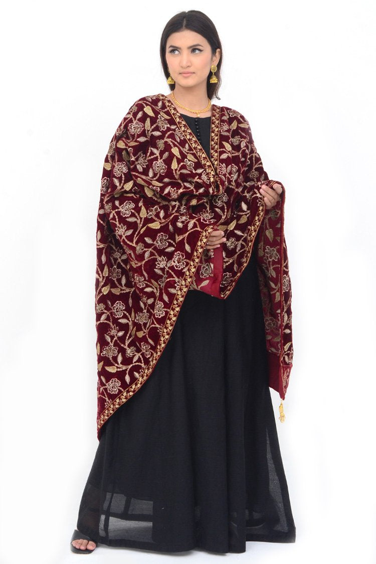 Embroidered Velvet Shawl