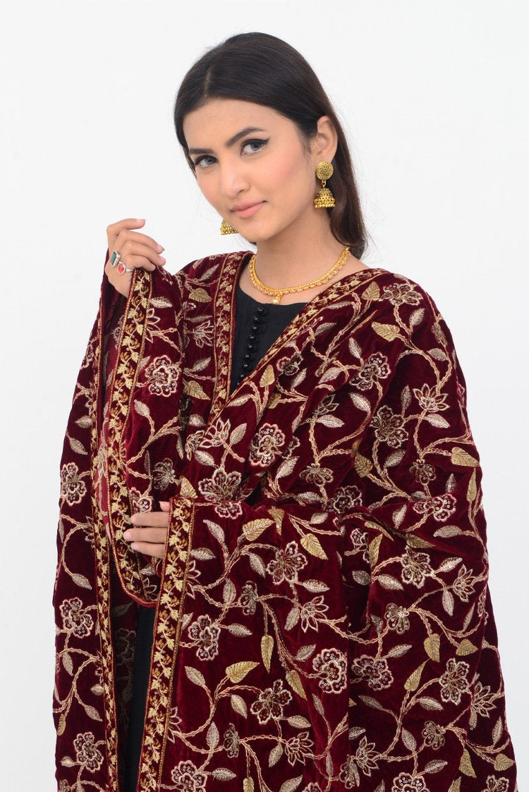 Embroidered Velvet Shawl