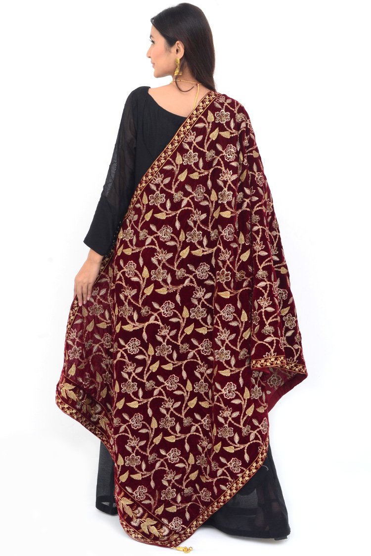 Embroidered Velvet Shawl