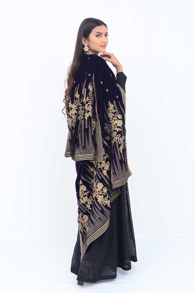 Shop Embroidered Velvet Shawl Online Now