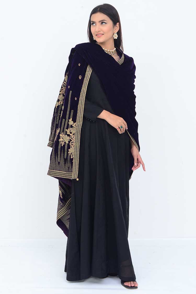 Shop Embroidered Velvet Shawl Online Now