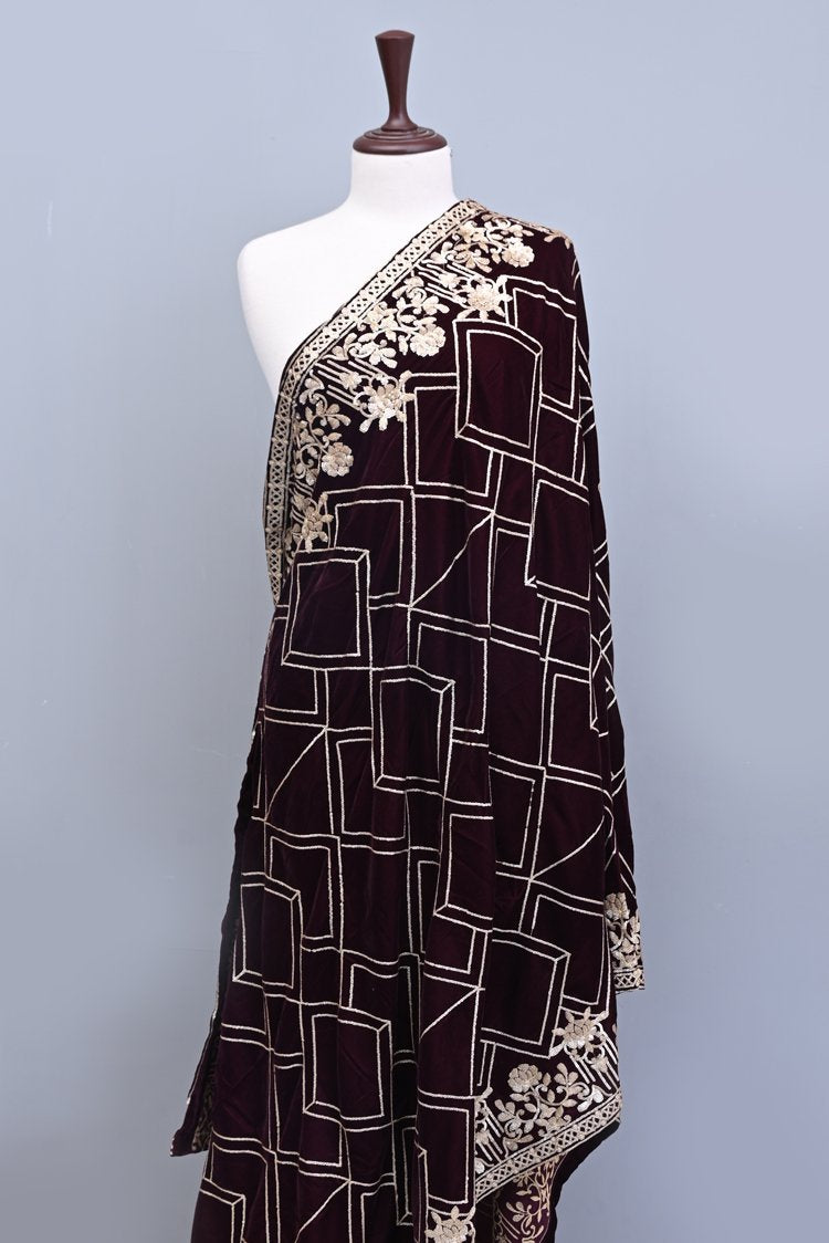 Embroidered Velvet Shawl