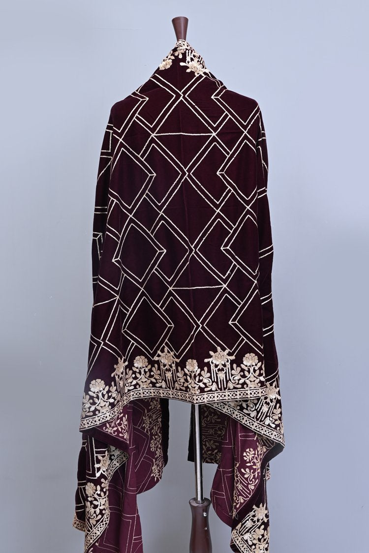 Embroidered Velvet Shawl