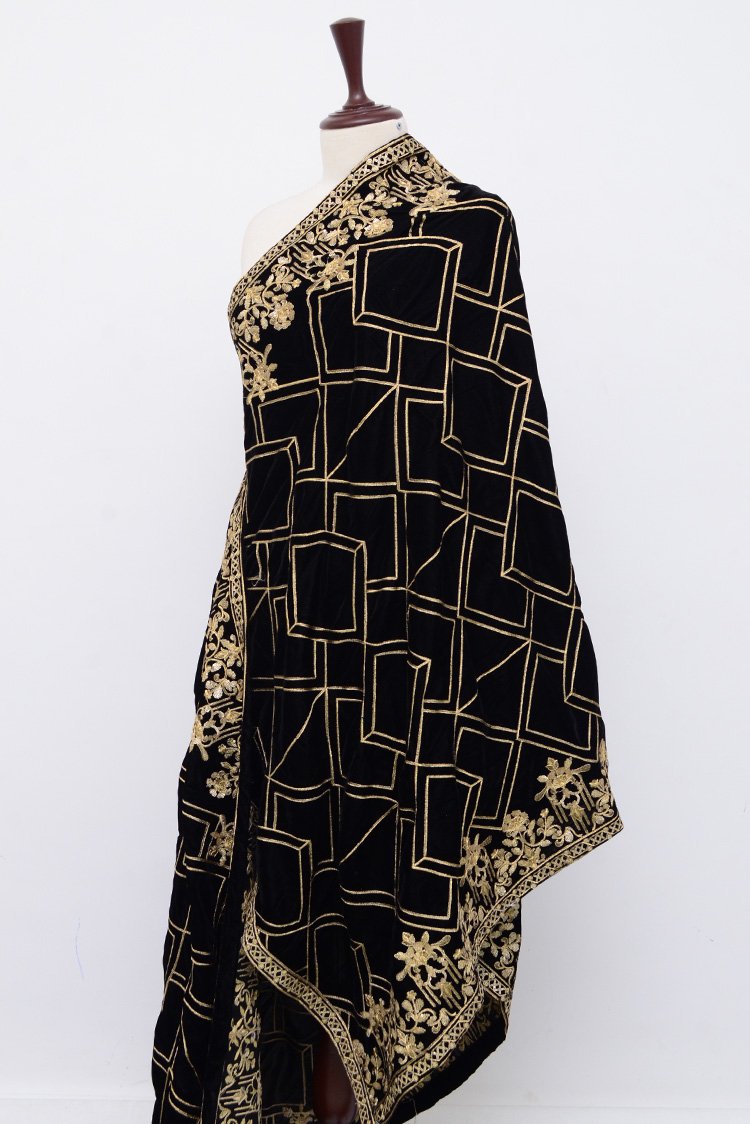 Embroidered Velvet Shawl