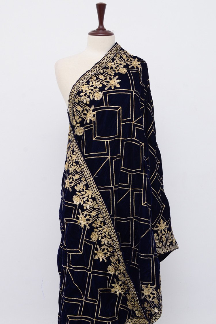 Embroidered Velvet Shawl