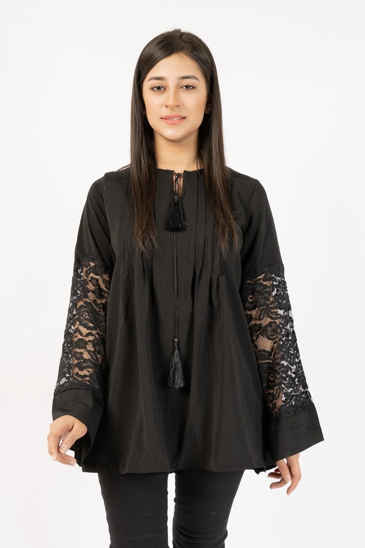 Georgette Lace Sleeve Top