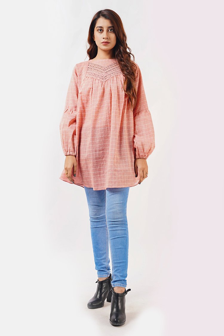 Full Sleeves Textured Cotton Top