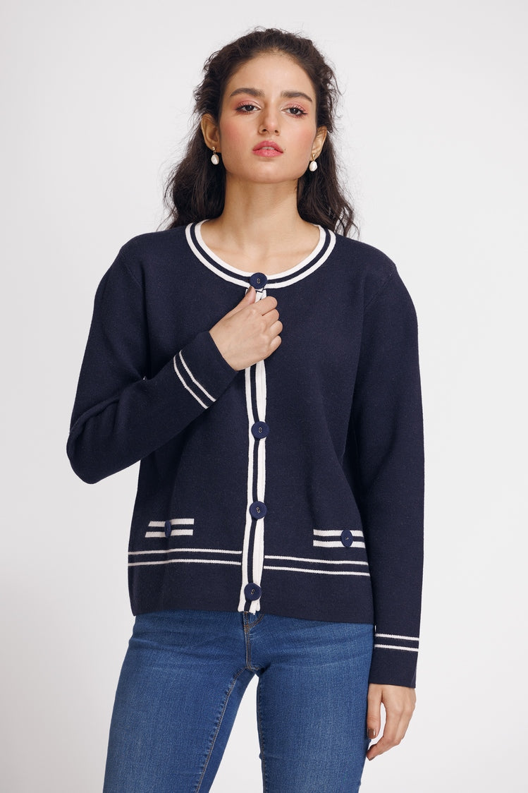 Round Neck Cardigan Sweater