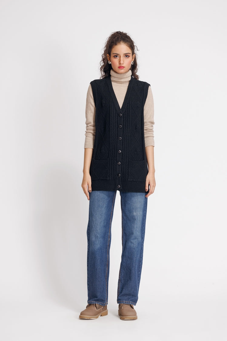 V-Neck Cardigan Sweater