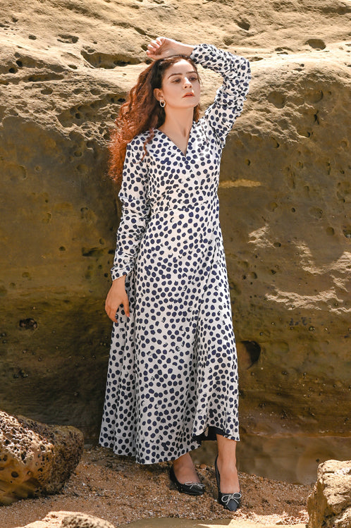 Elegant Polka Dot V-Neck Dress