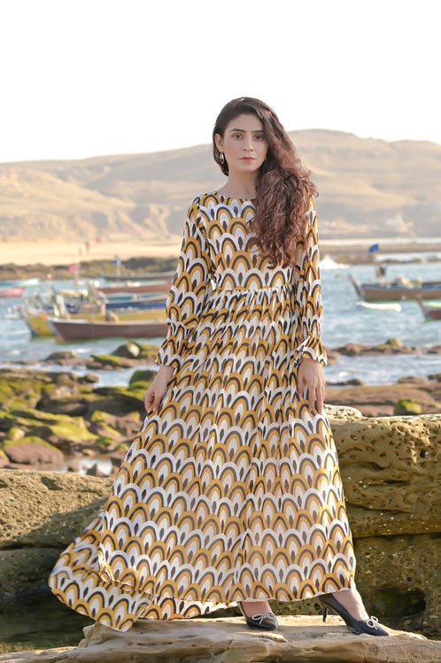 Printed chiffon maxi sales dress