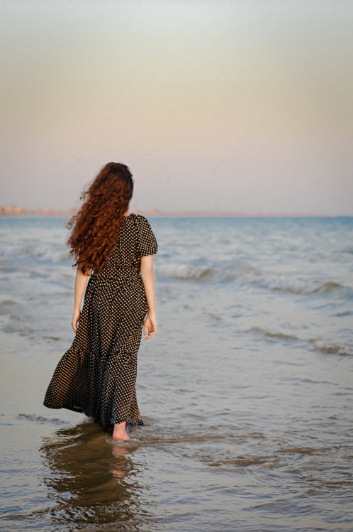 Elegant Polka Dot V-neck Dress