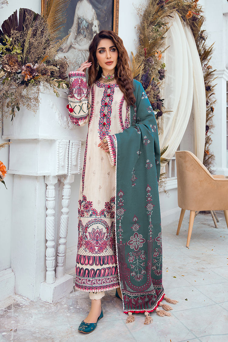 3-PC Unstitched Embroidered Jacquard Khaddar Suit