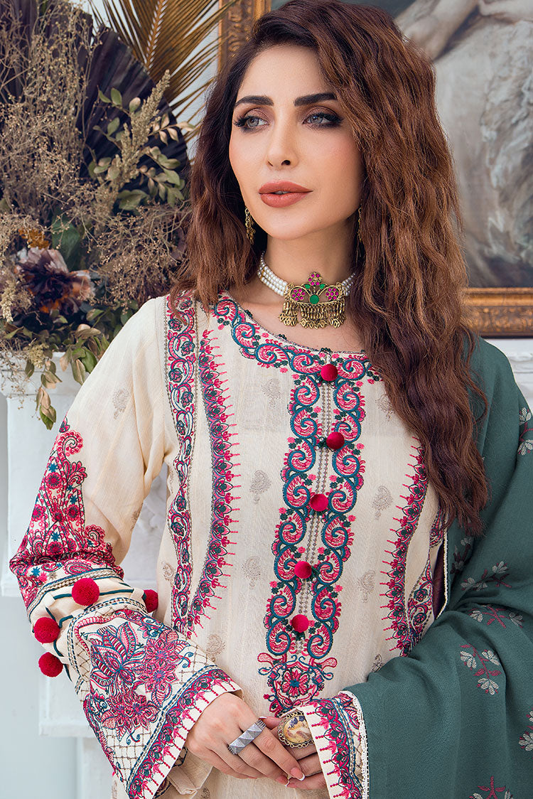 3-PC Unstitched Embroidered Jacquard Khaddar Suit