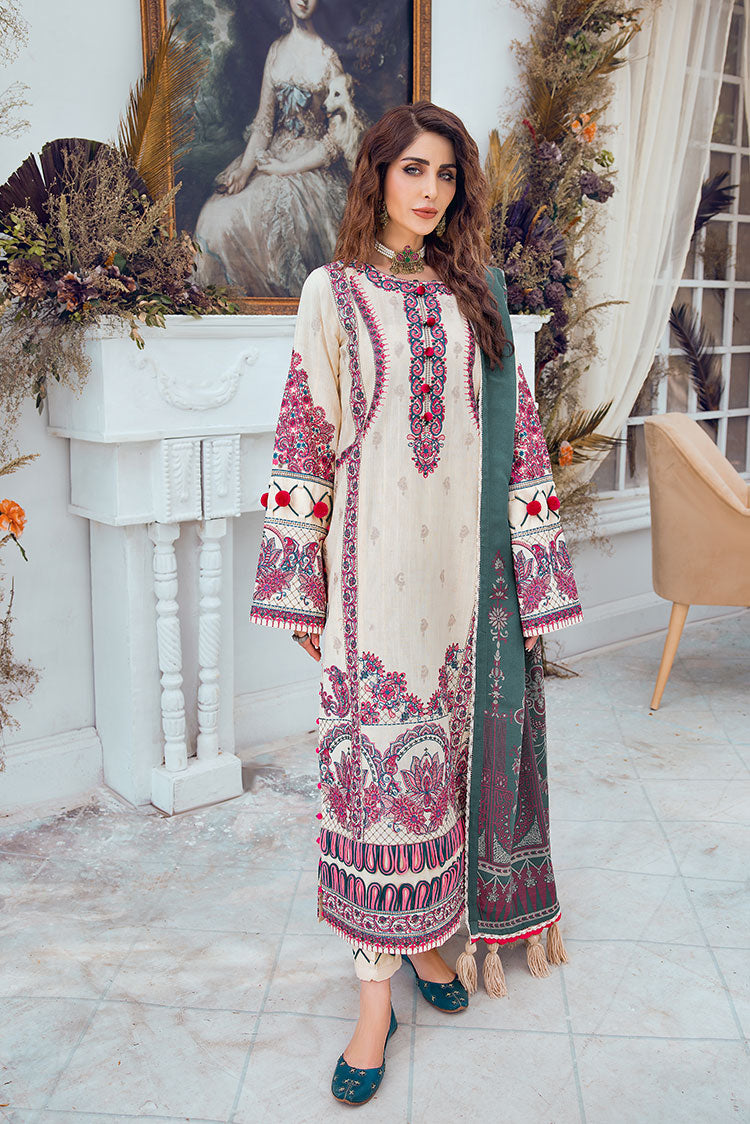 3-PC Unstitched Embroidered Jacquard Khaddar Suit