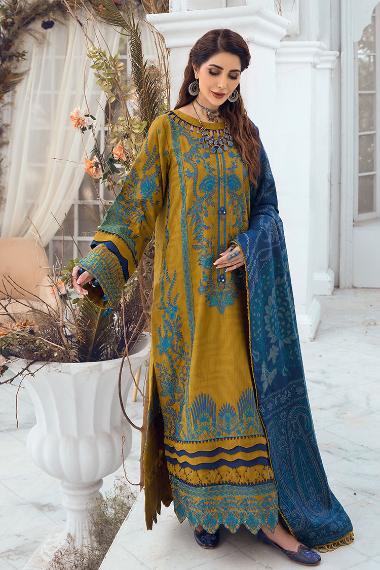 3-PC Unstitched Embroidered Jacquard Khaddar Suit