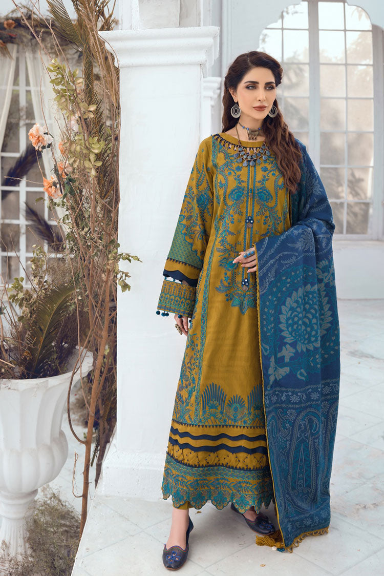 3-PC Unstitched Embroidered Jacquard Khaddar Suit