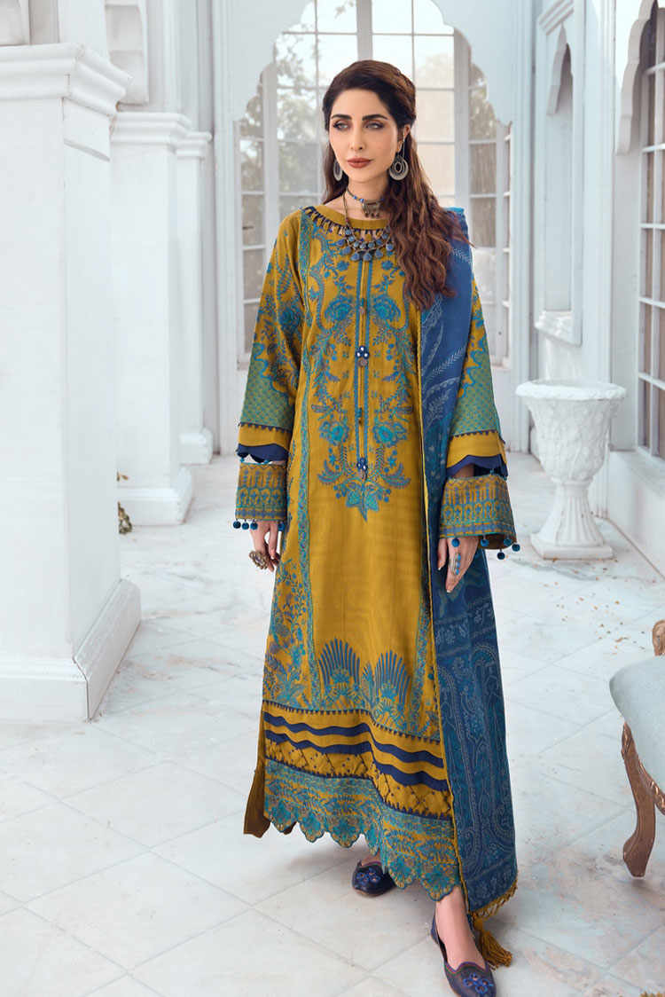 3-PC Unstitched Embroidered Jacquard Khaddar Suit