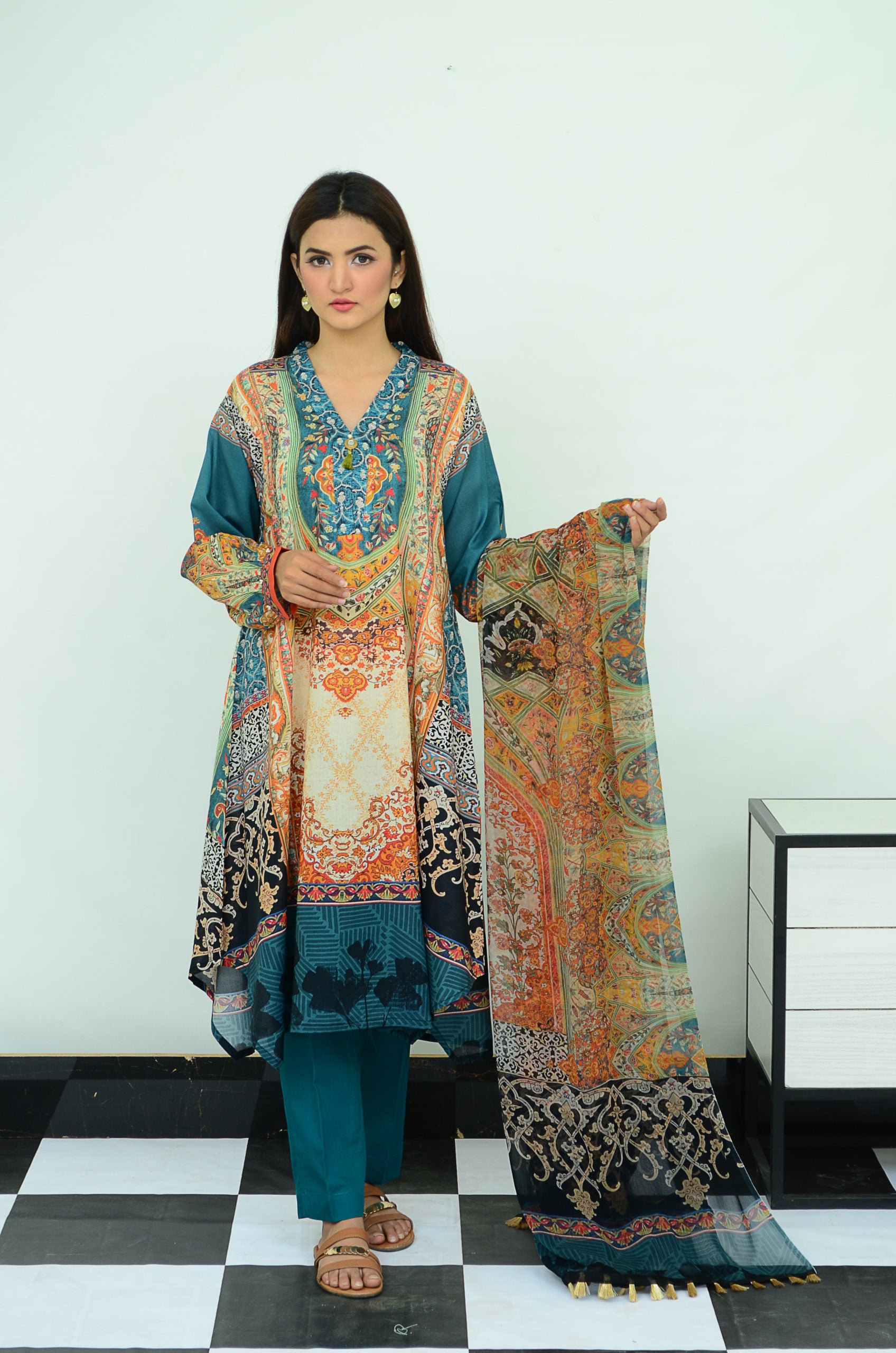 3-PC Unstitched Digital Printed Lawn Suit