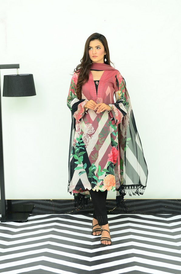 3-PC Unstitched Digital Printed Lawn Suit