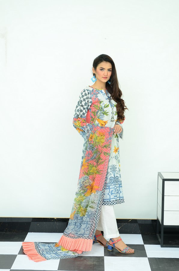 3-PC Unstitched Digital Printed Lawn Suit