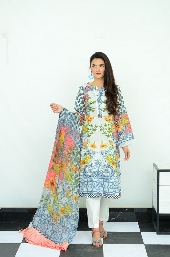 3-PC Unstitched Digital Printed Lawn Suit