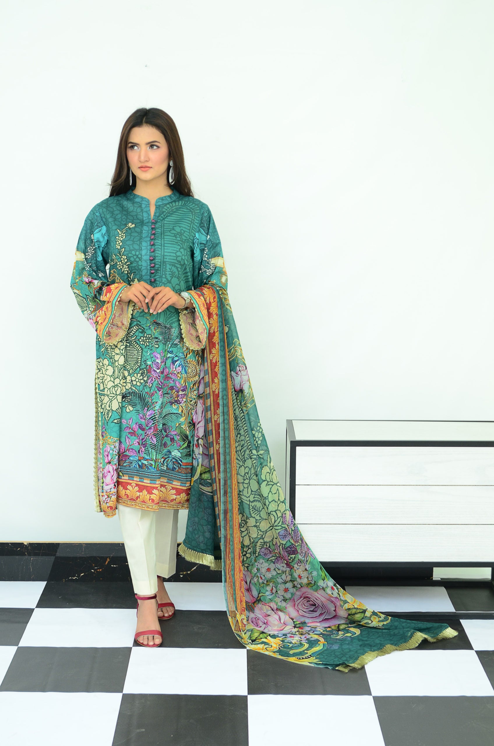 3-PC Unstitched Digital Printed Lawn Suit