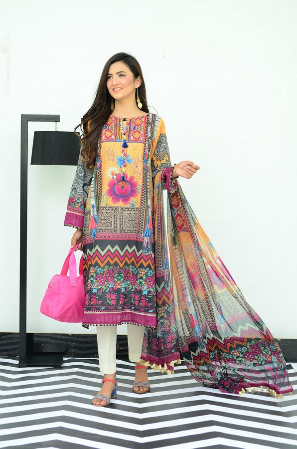 3-PC Unstitched Digital Printed Lawn Suit