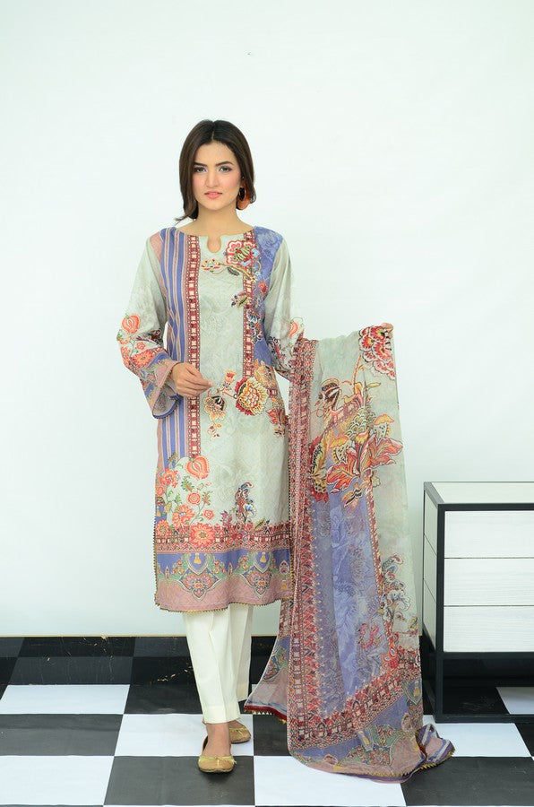 3-PC Unstitched Digital Printed Lawn Suit