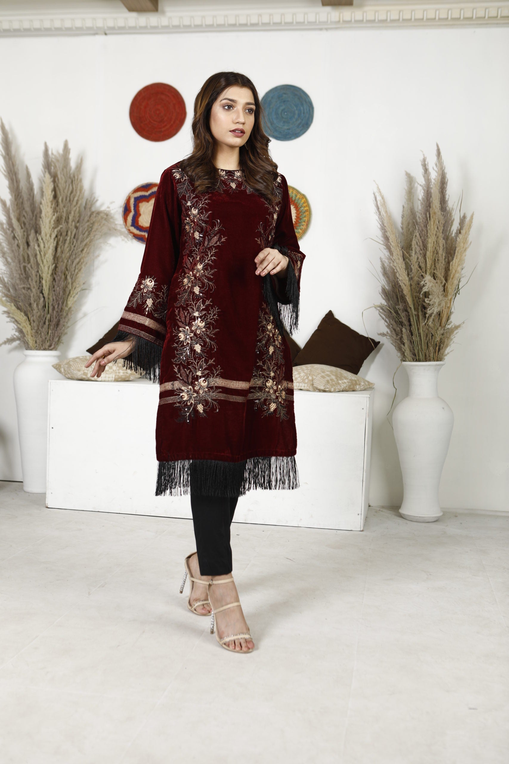 1-PC Kurti Stitched Velvet Suit