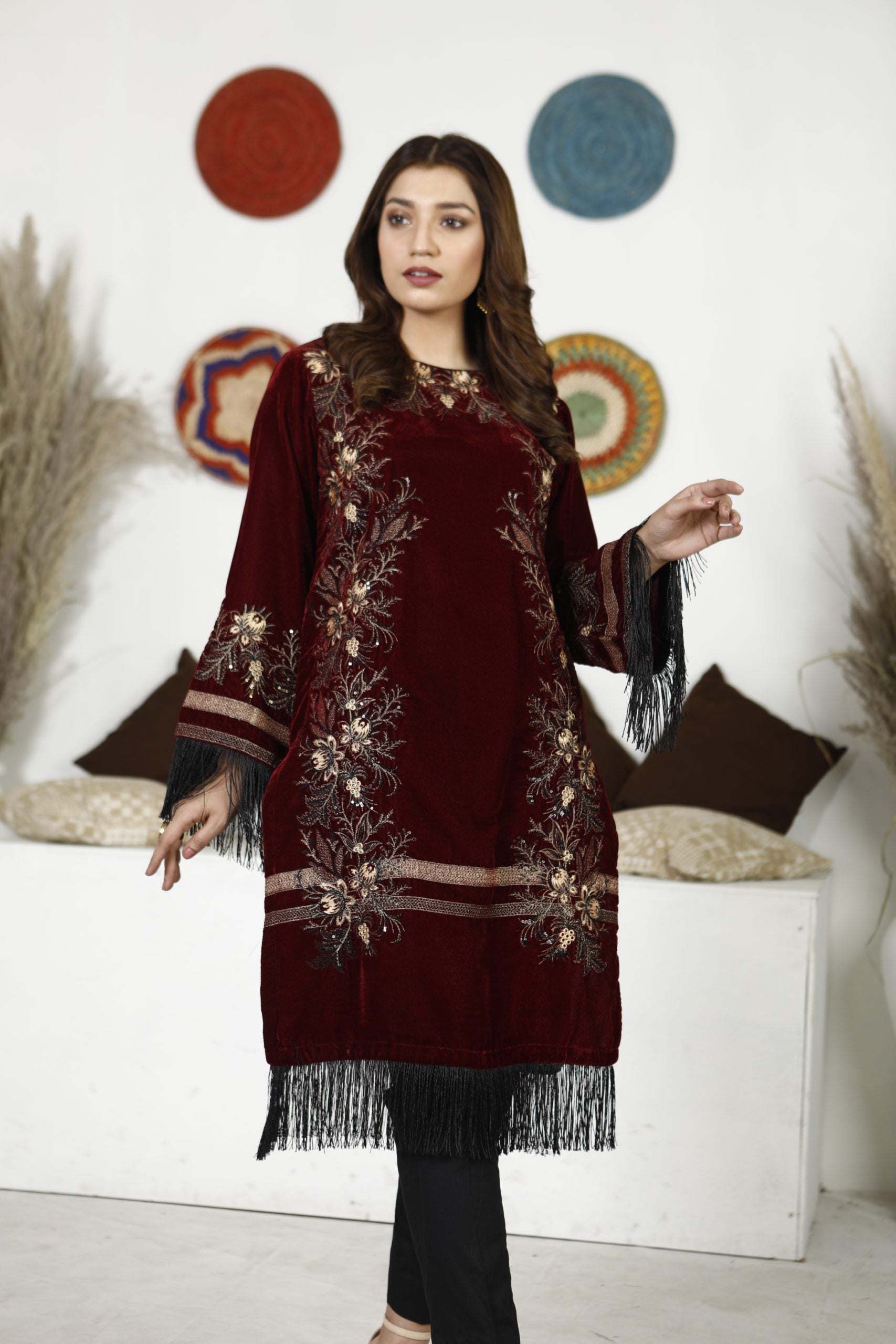 1-PC Kurti Stitched Velvet Suit