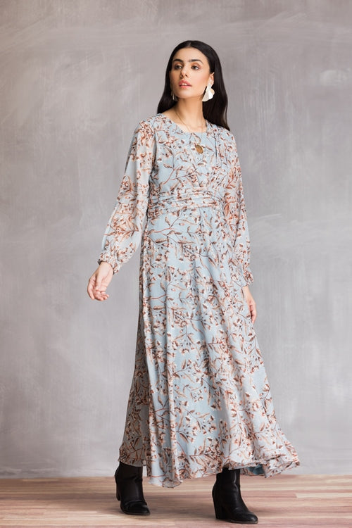western chiffon dresses Western One-Shoulder Chiffon Maxi Dress