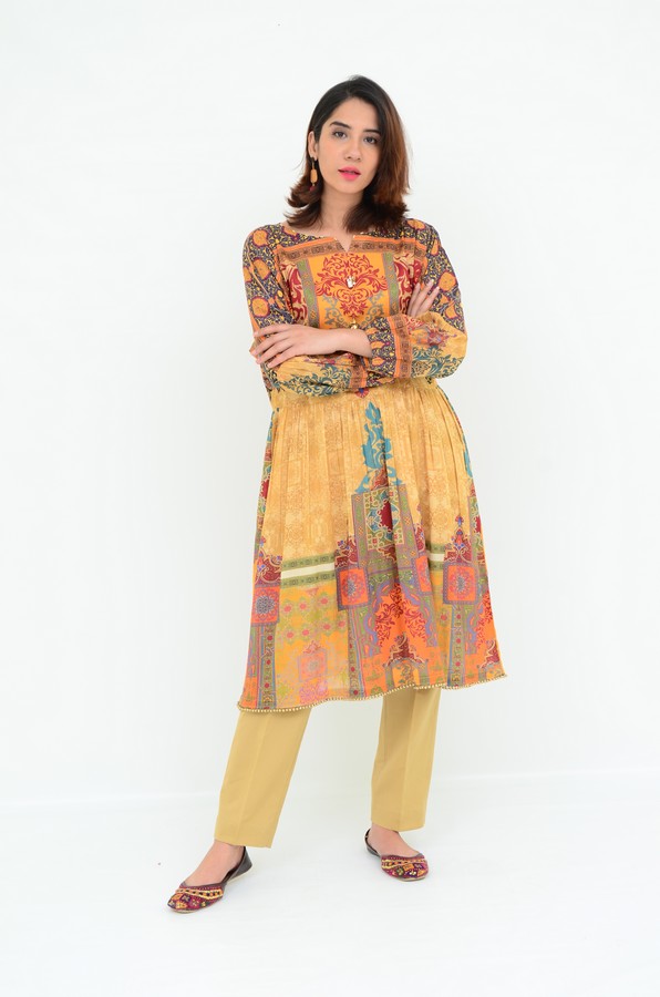 1-PC Unstitched Lawn Kurti