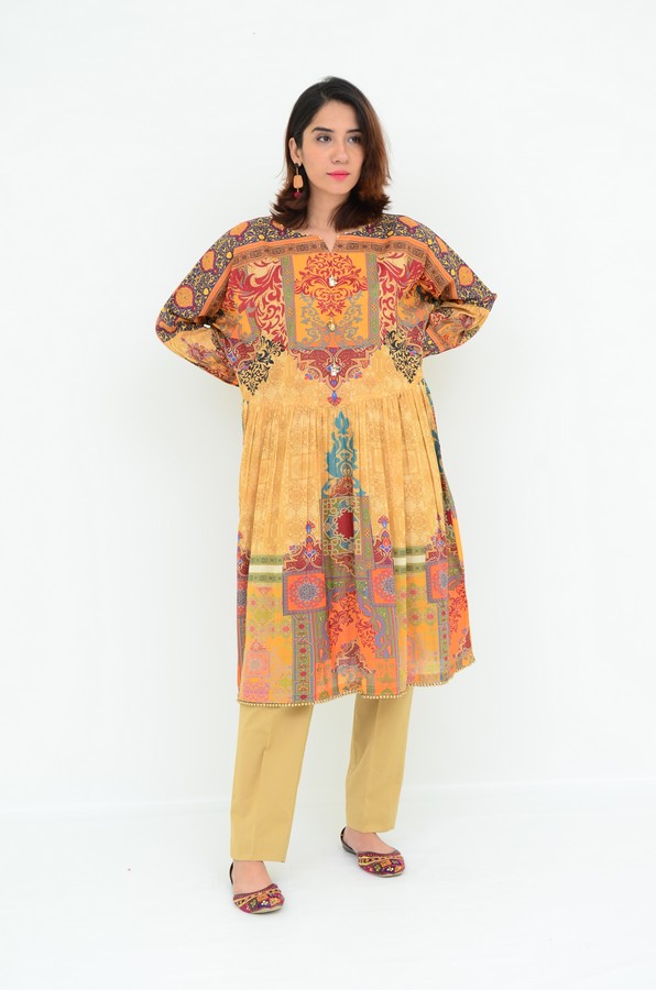 1-PC Unstitched Lawn Kurti