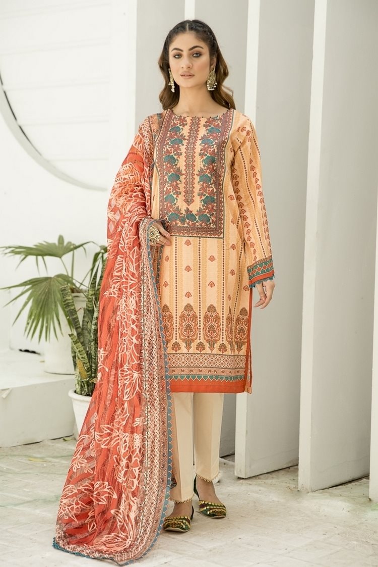 3-PC Stitched Lawn Suit