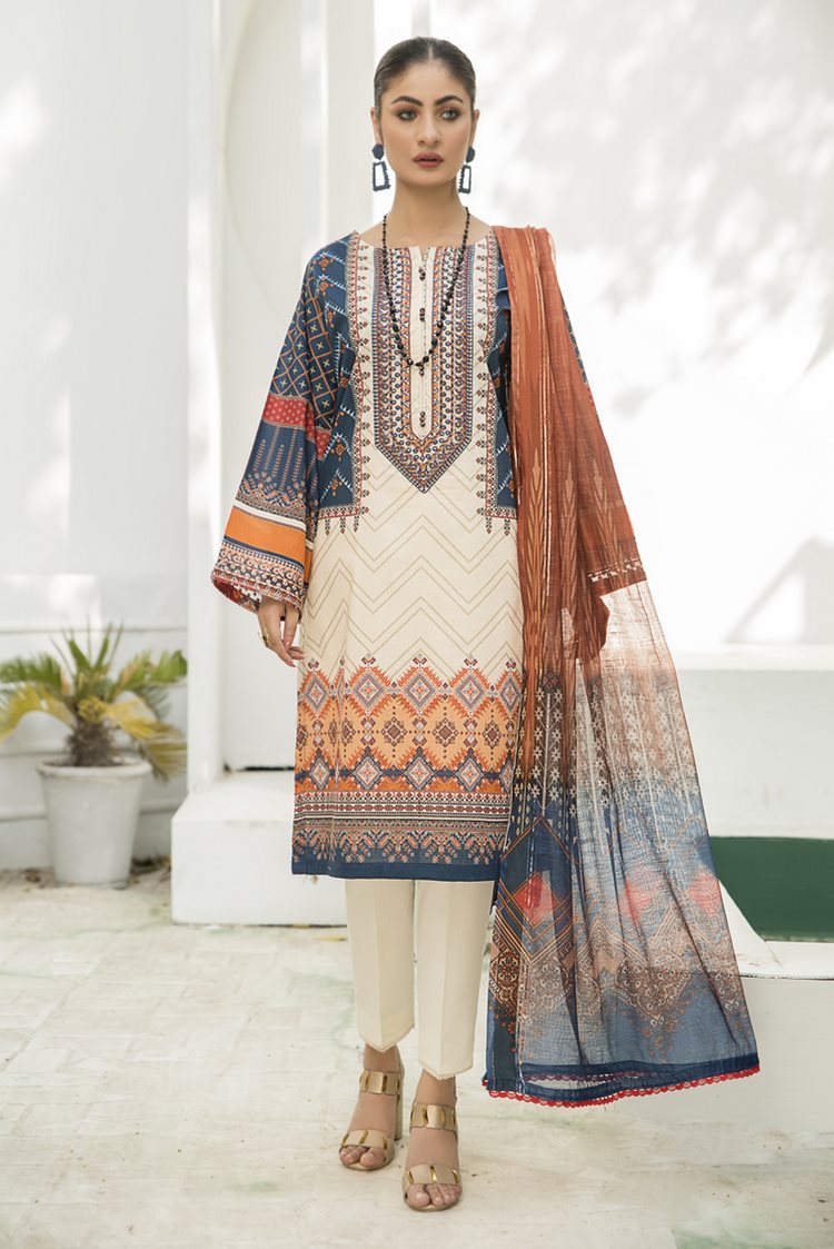 3-PC Stitched Lawn Suit