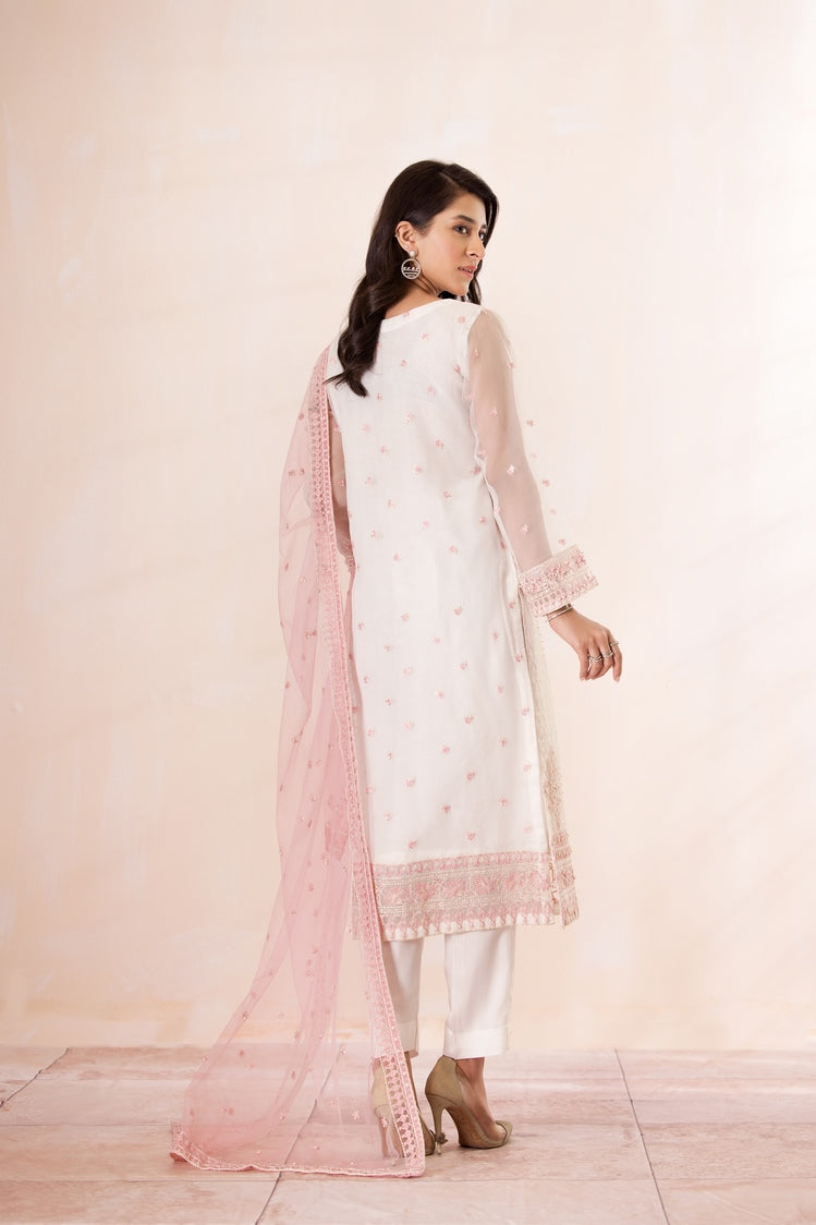 3-PC Stitched Embroidered Organza Suit