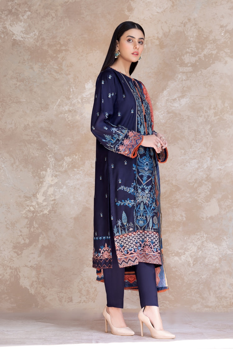 3-PC Stitched Embroidered Viscose Suit