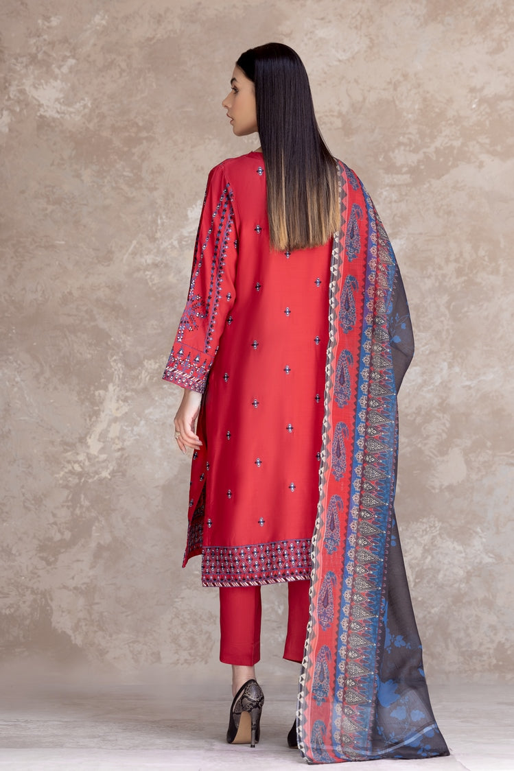 3-PC Stitched Embroidered Viscose Suit