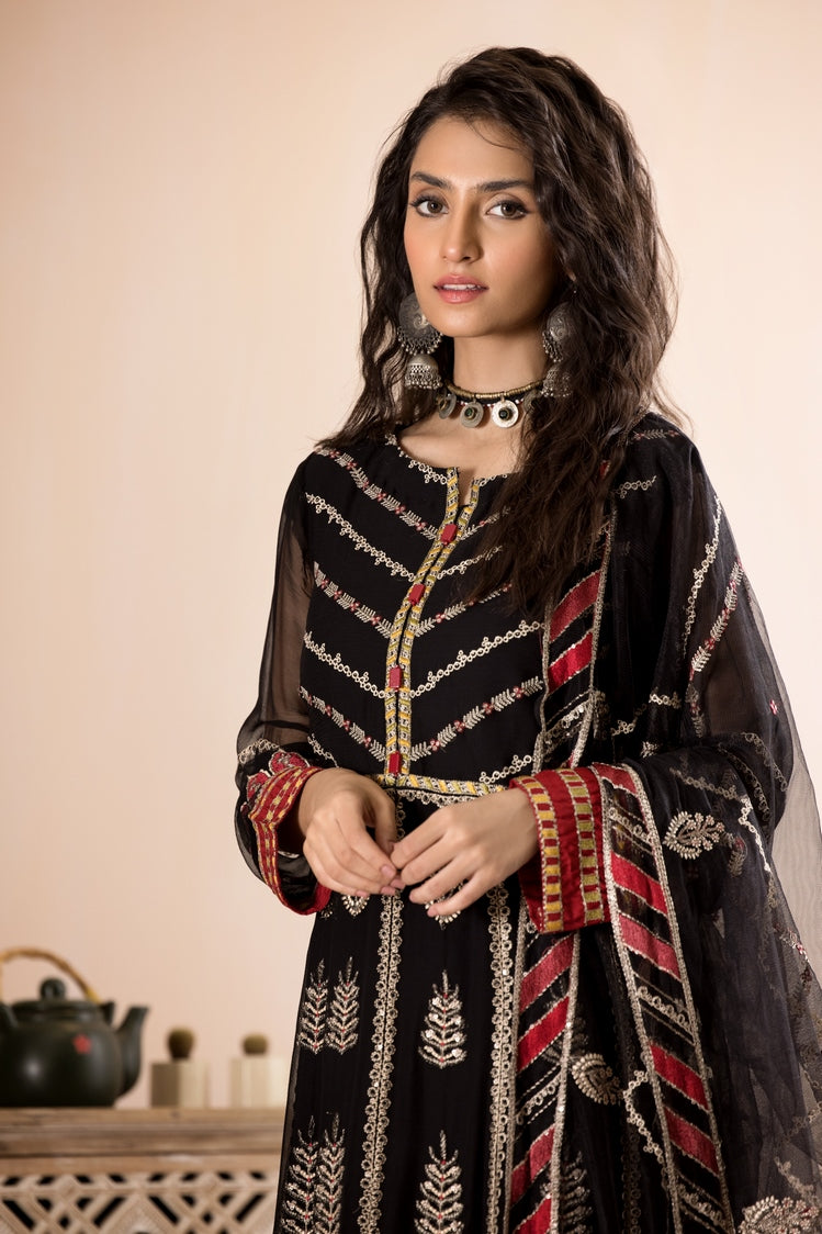 3-PC Stitched Embroidered Chiffon Suit