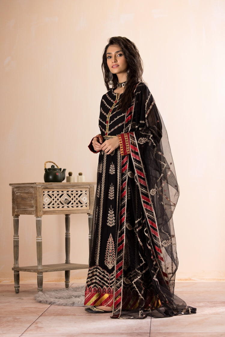 3-PC Stitched Embroidered Chiffon Suit