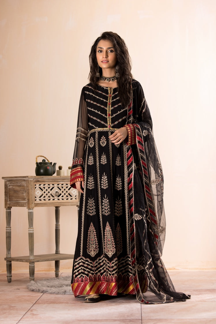 3-PC Stitched Embroidered Chiffon Suit